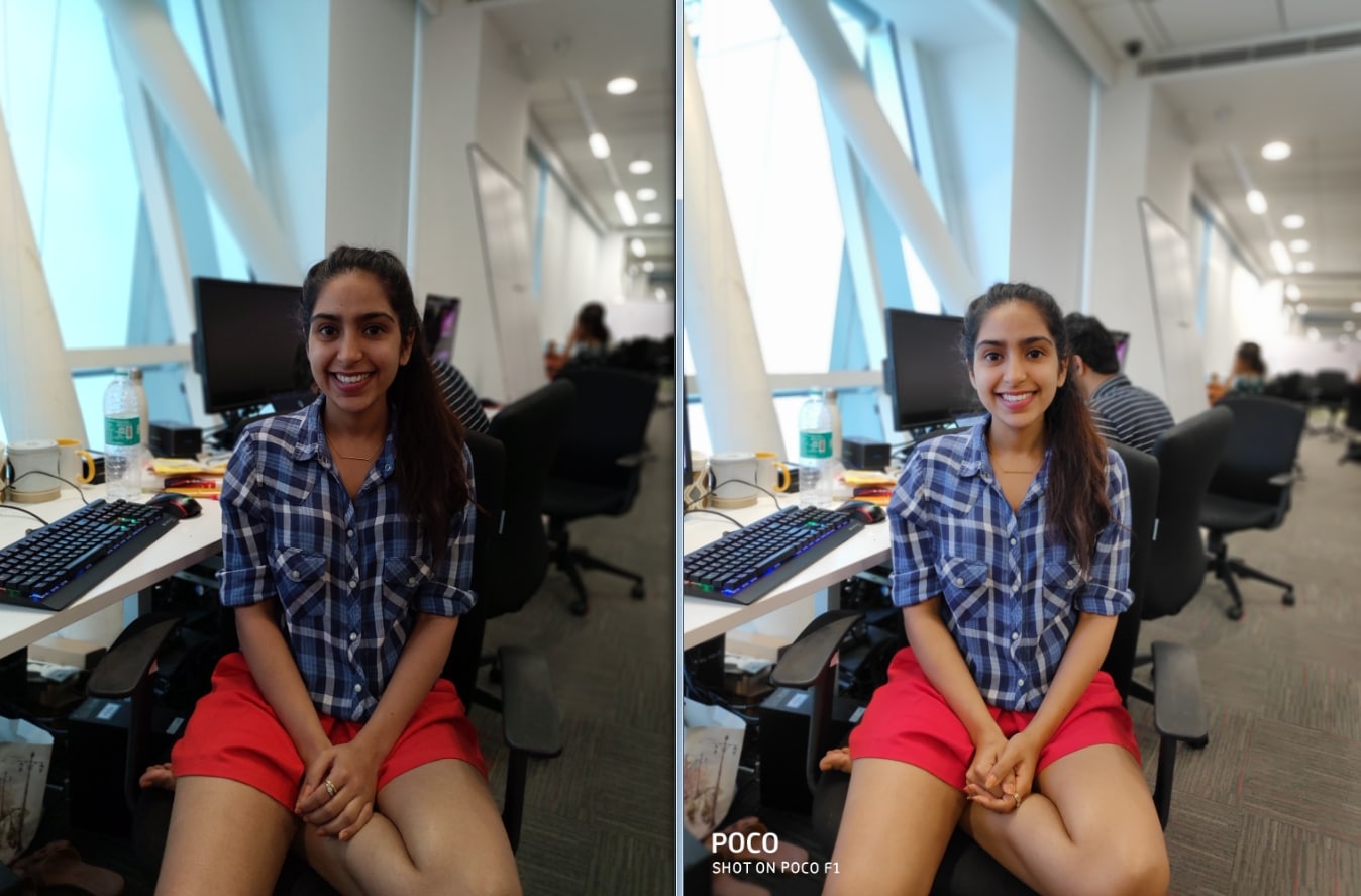 The Nokia 8.1 (Left) captures dull portrait images at times as compared to the yellow toned on the Poco F1 (Right). Image: tech2/Sheldon Pinto
